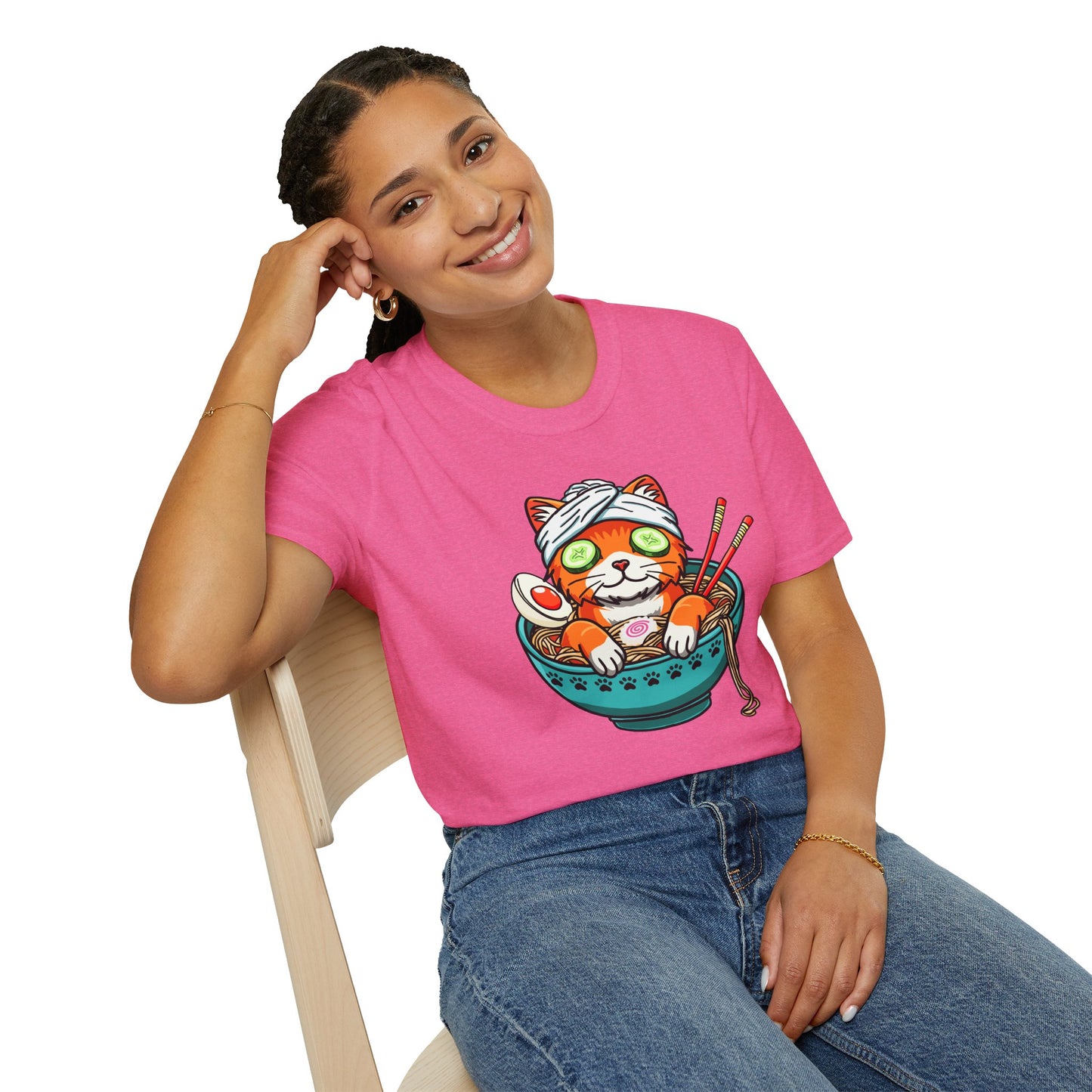 "Ramen Spa Cat" β Relaxing Noodle Bowl Kitty Graphic T-Shirt | Unisex Softstyle