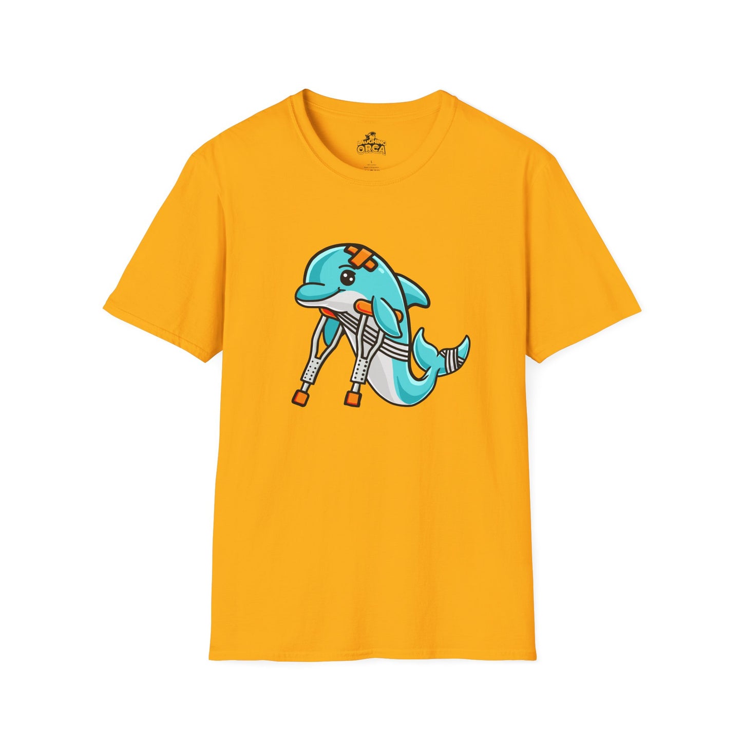 Injured but Adorable | The Crippled Dolphin | Funny Graphic T-Shirt | Unisex Softstyle T-Shirt