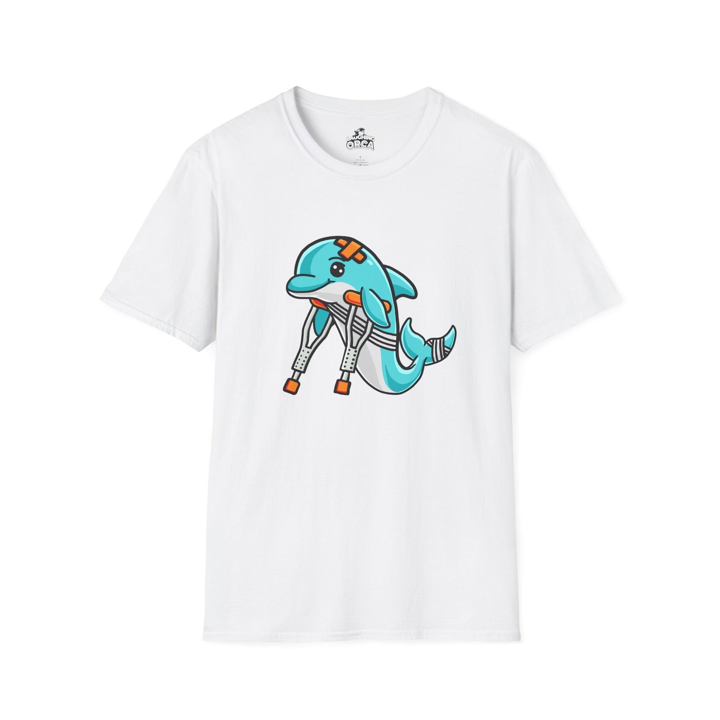 Injured but Adorable | The Crippled Dolphin | Funny Graphic T-Shirt | Unisex Softstyle T-Shirt