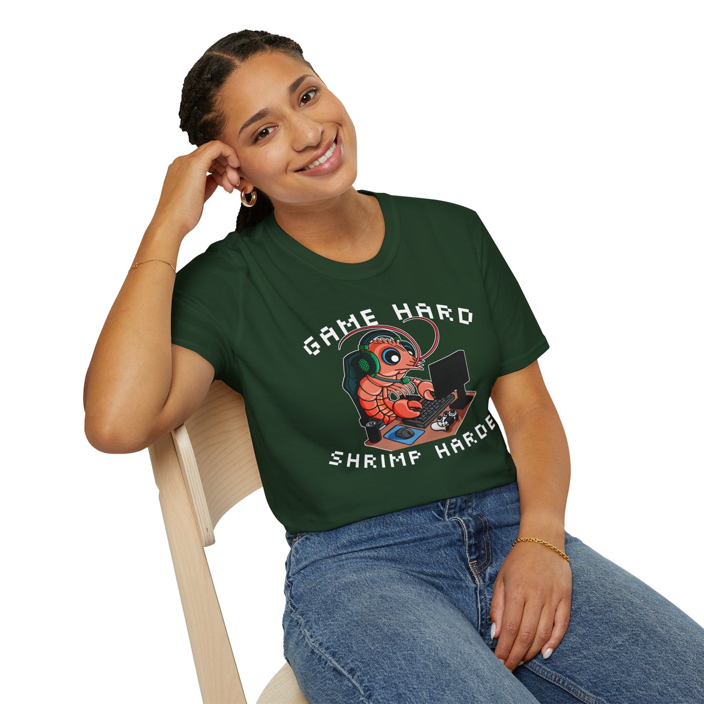 Game Hard Shrimp Harder | Gamer Shrimp | Unisex Softstyle T-Shirt