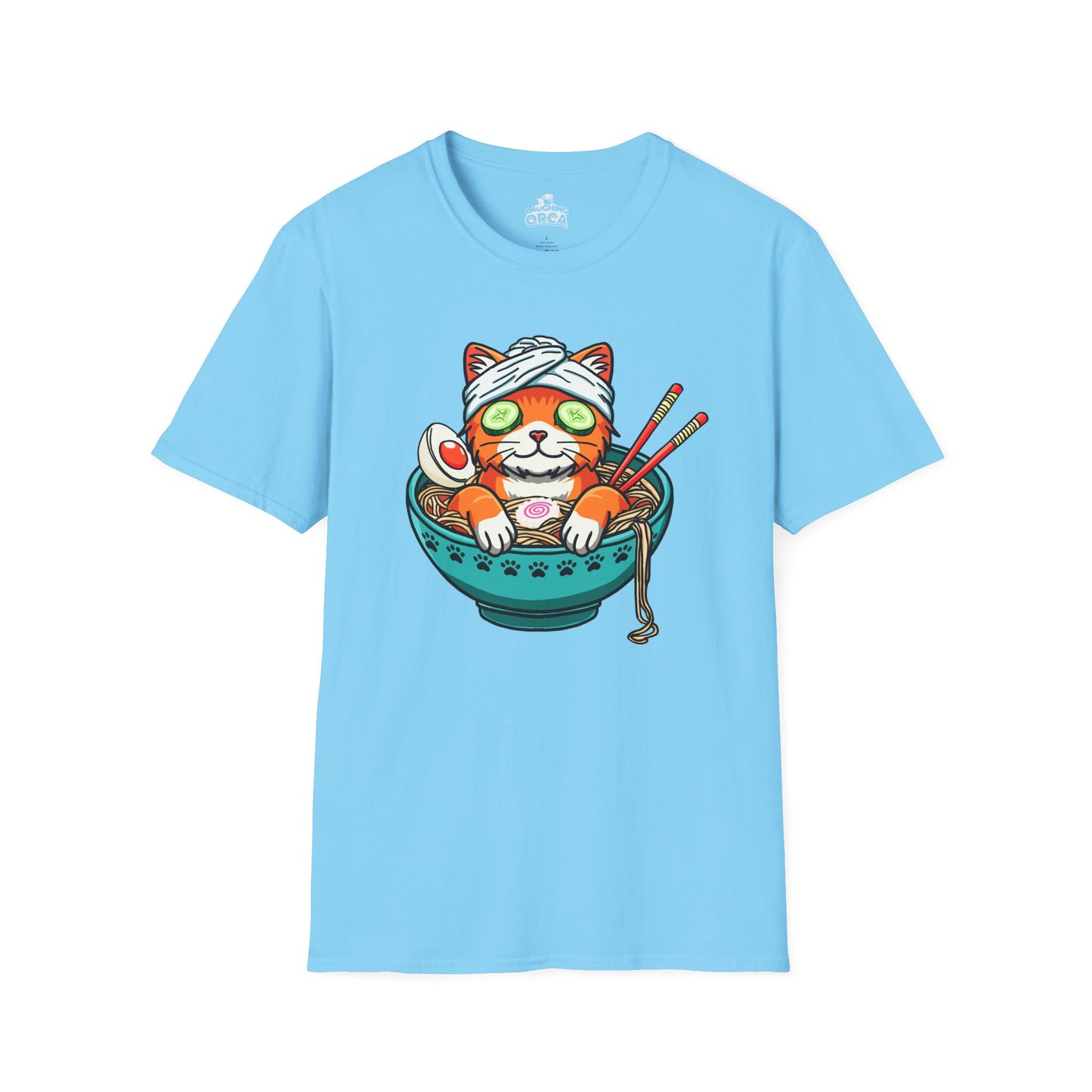 "Ramen Spa Cat" β Relaxing Noodle Bowl Kitty Graphic T-Shirt | Unisex Softstyle