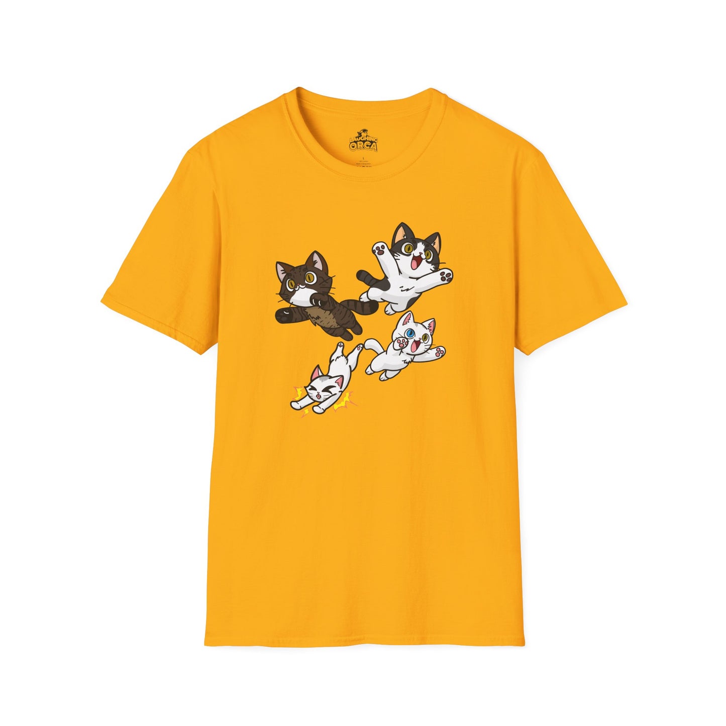 Cat Attack Squadron! | Four Fantastic Flying Felines | Unisex Softstyle T-Shirt