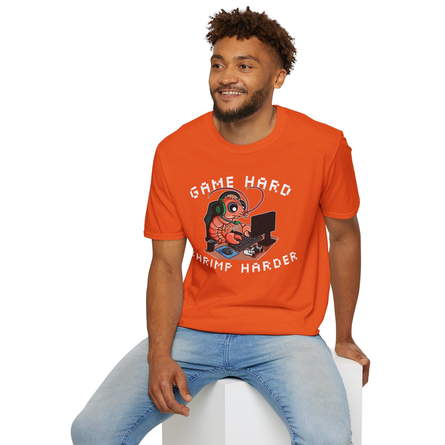 Game Hard Shrimp Harder | Gamer Shrimp | Unisex Softstyle T-Shirt
