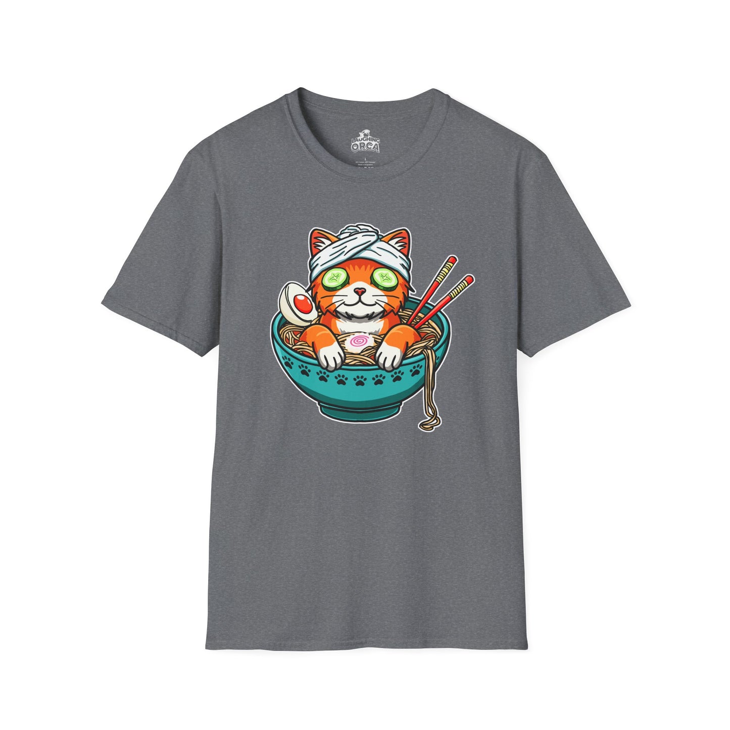 "Ramen Spa Cat" β Relaxing Noodle Bowl Kitty Graphic T-Shirt | Unisex Softstyle