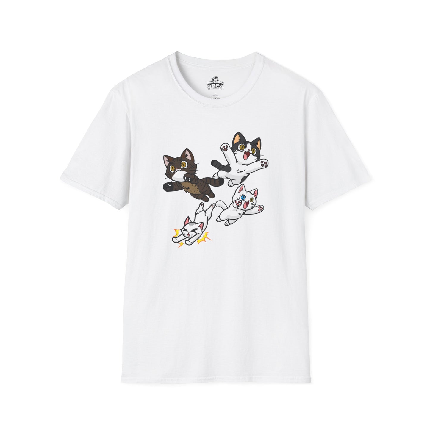 Cat Attack Squadron! | Four Fantastic Flying Felines | Unisex Softstyle T-Shirt