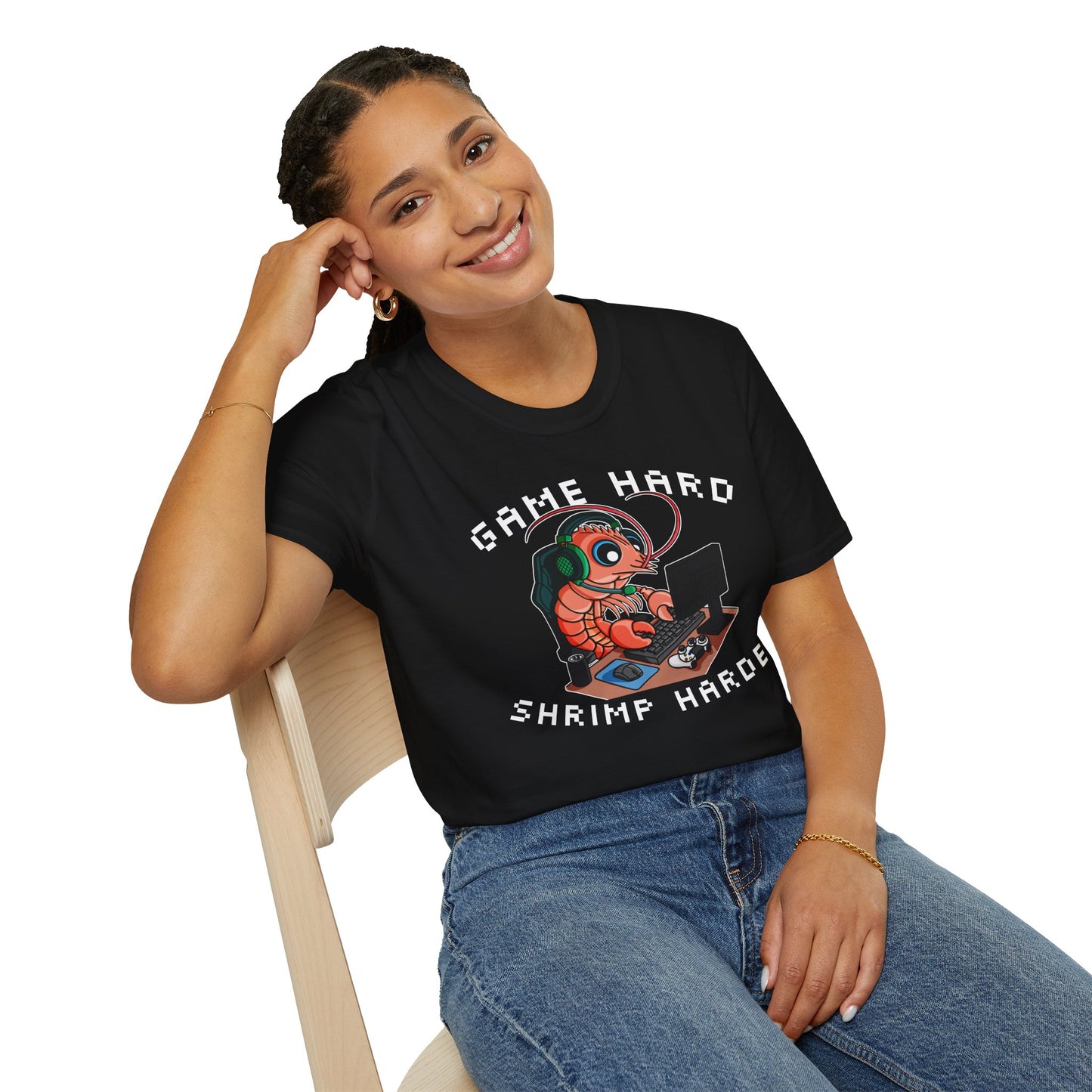 Game Hard Shrimp Harder | Gamer Shrimp | Unisex Softstyle T-Shirt