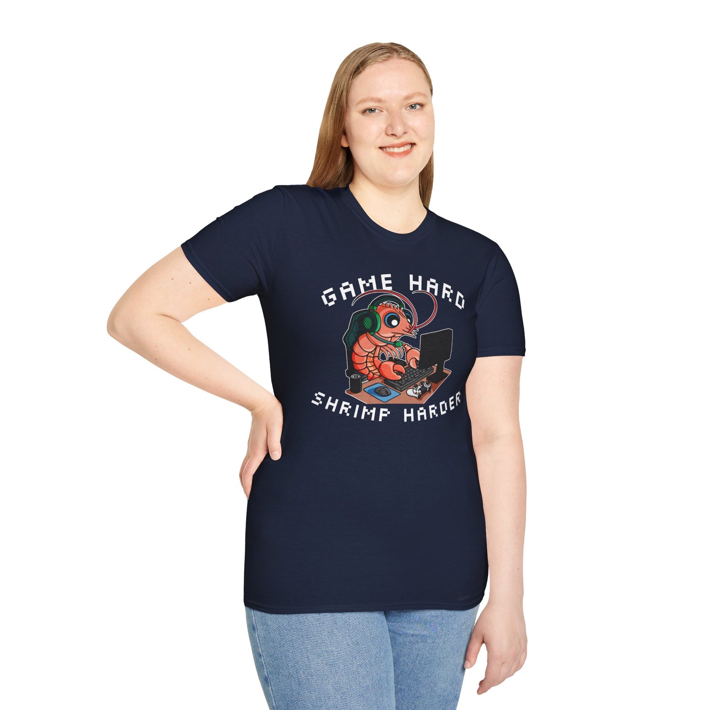 Game Hard Shrimp Harder | Gamer Shrimp | Unisex Softstyle T-Shirt
