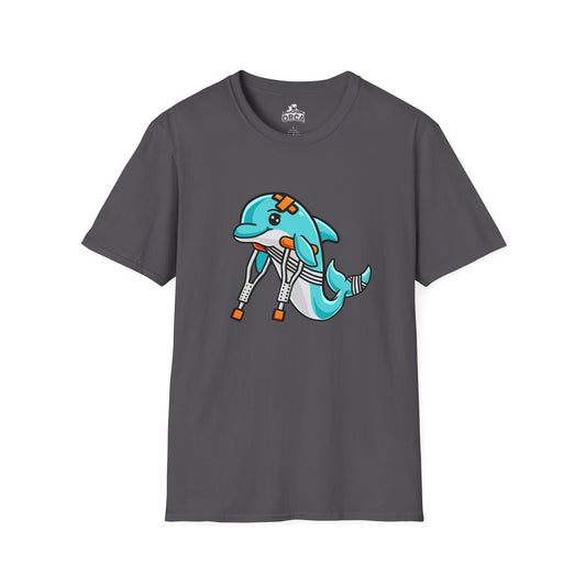 Injured but Adorable | The Crippled Dolphin | Funny Graphic T-Shirt | Unisex Softstyle T-Shirt