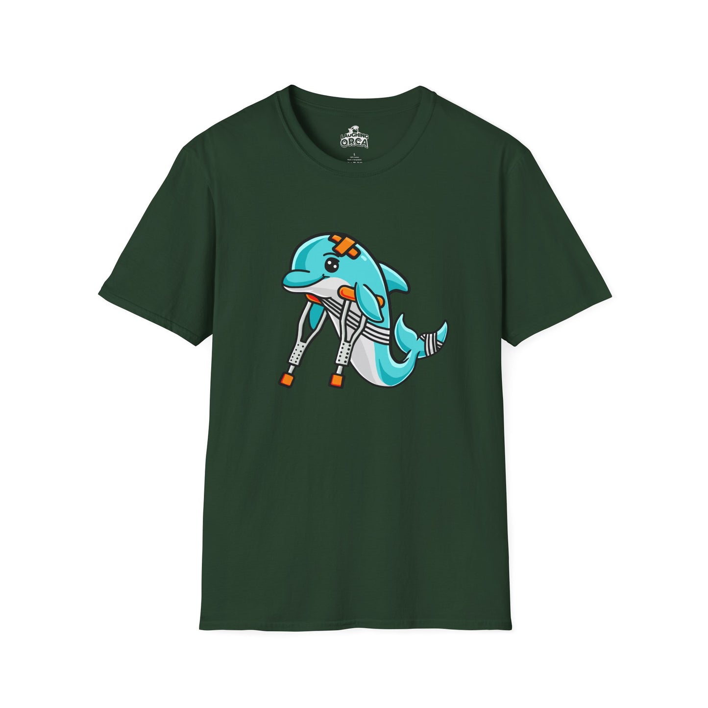 Injured but Adorable | The Crippled Dolphin | Funny Graphic T-Shirt | Unisex Softstyle T-Shirt