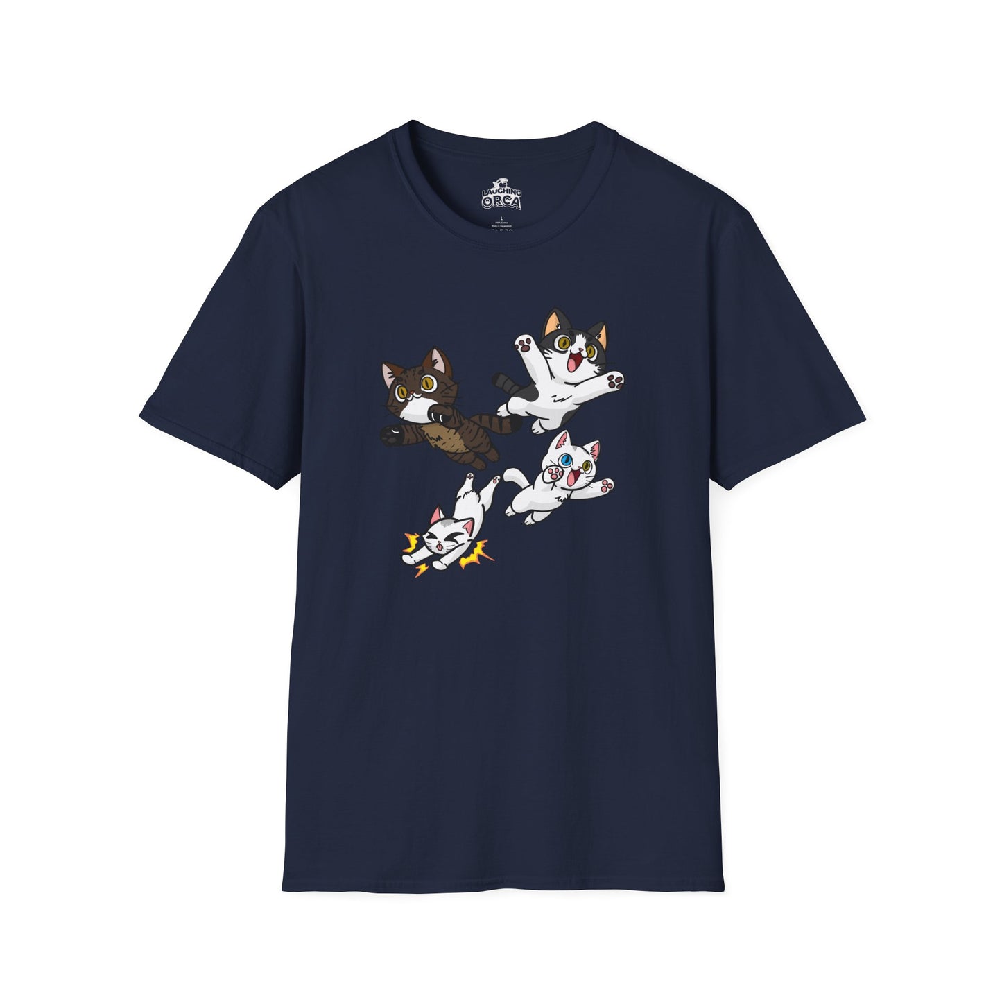 Cat Attack Squadron! | Four Fantastic Flying Felines | Unisex Softstyle T-Shirt