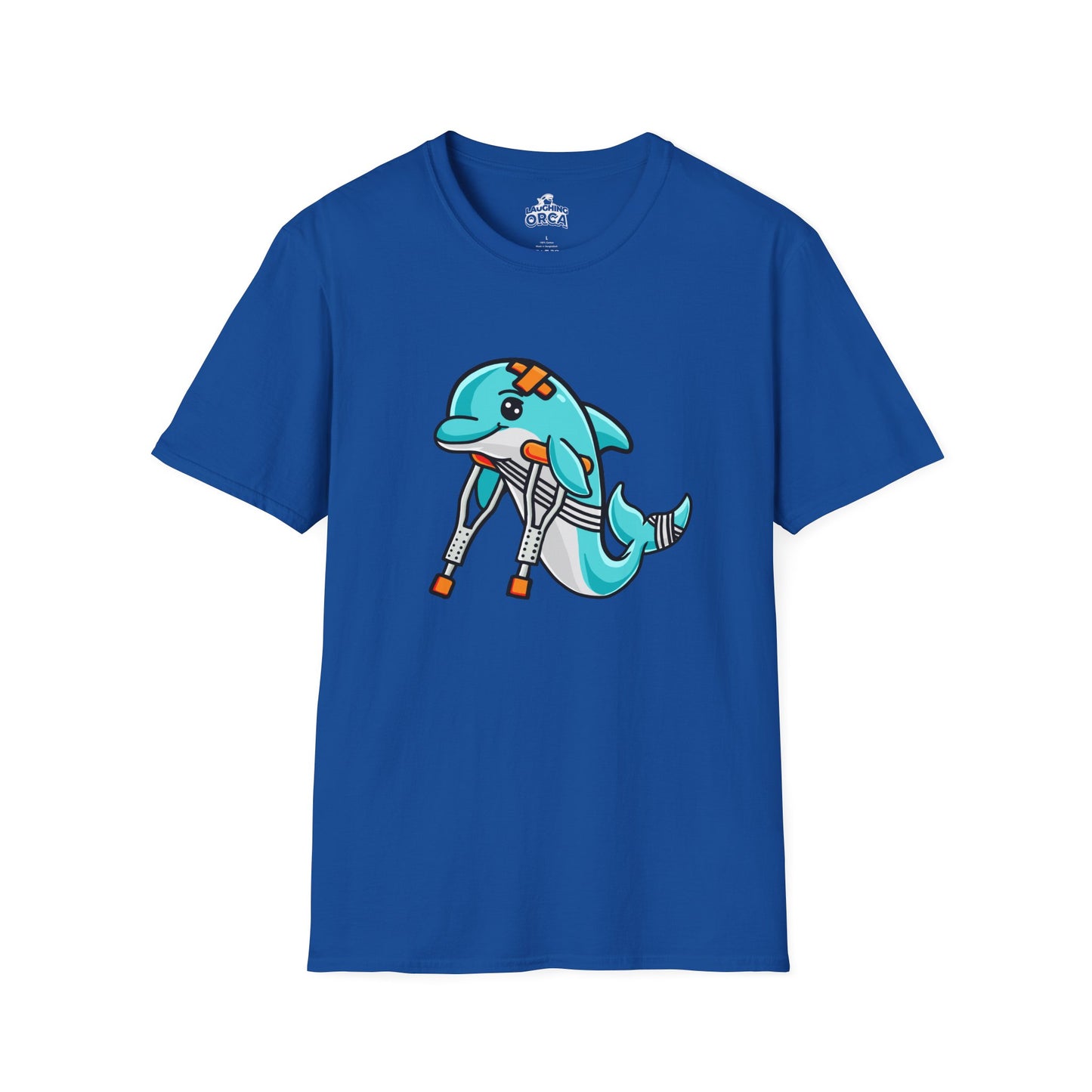 Injured but Adorable | The Crippled Dolphin | Funny Graphic T-Shirt | Unisex Softstyle T-Shirt
