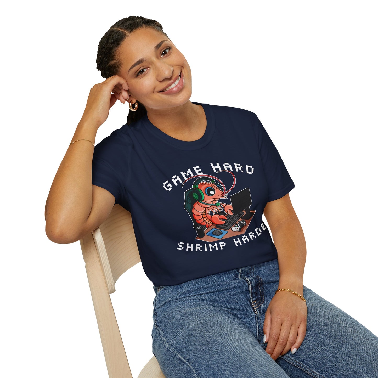 Game Hard Shrimp Harder | Gamer Shrimp | Unisex Softstyle T-Shirt