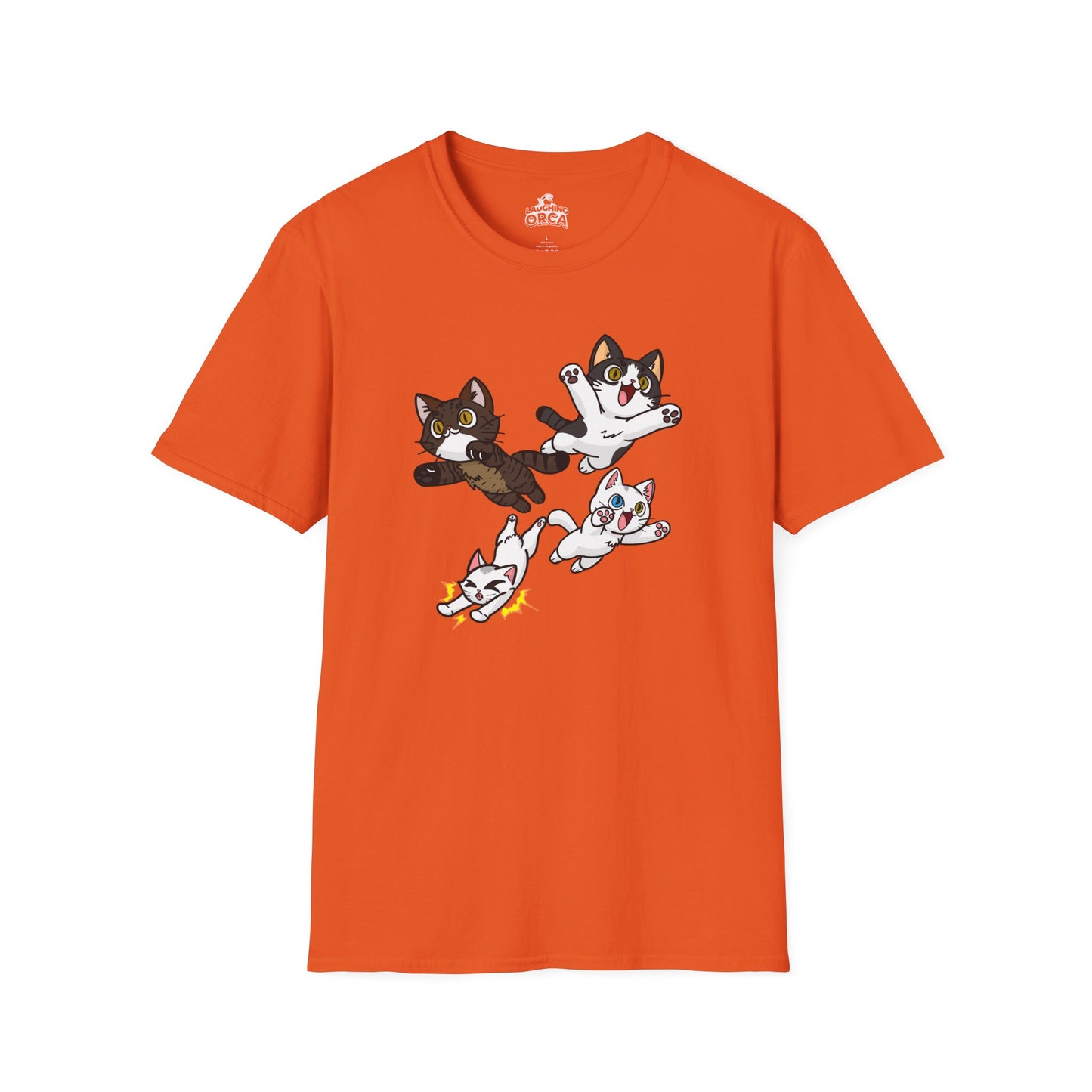 Cat Attack Squadron! | Four Fantastic Flying Felines | Unisex Softstyle T-Shirt