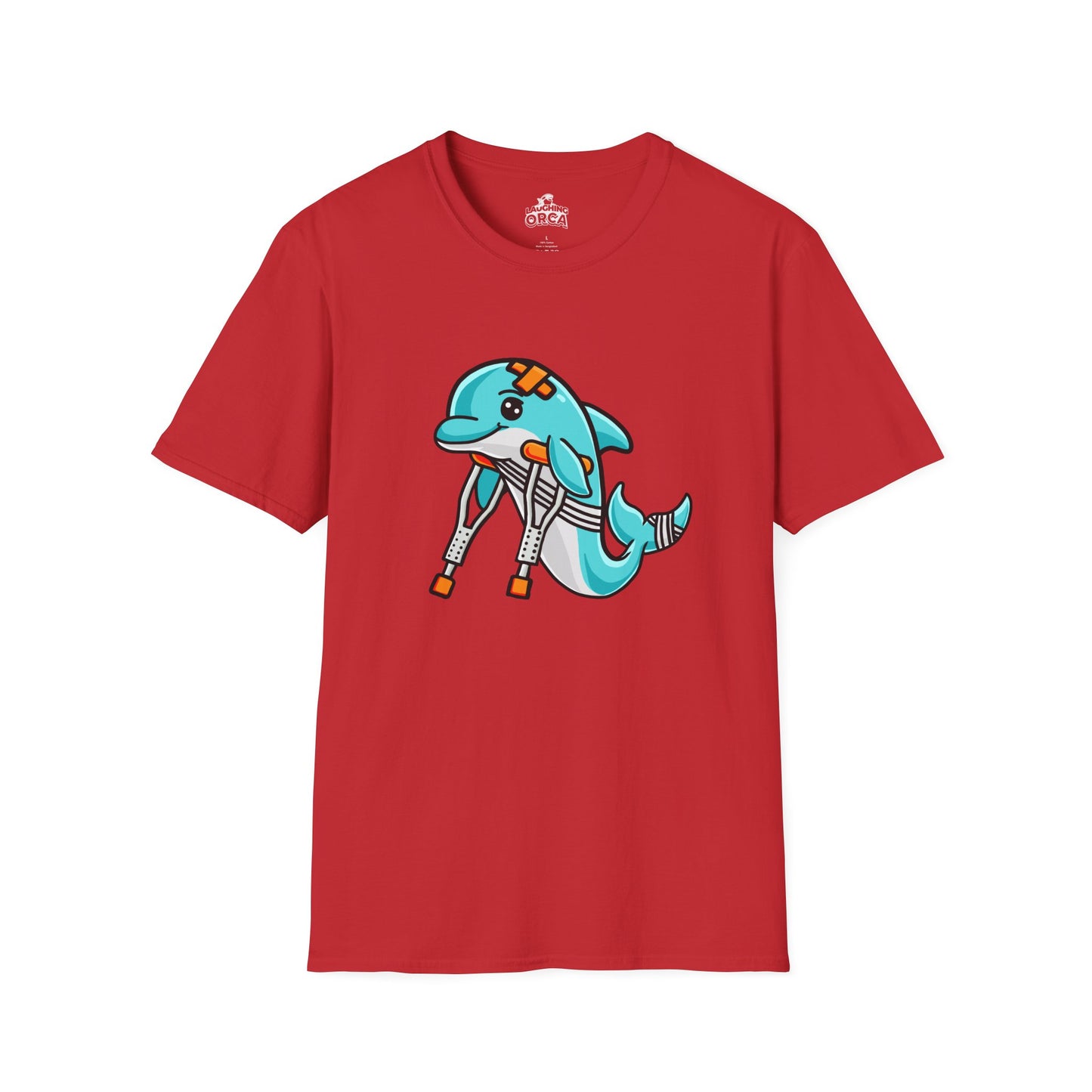 Injured but Adorable | The Crippled Dolphin | Funny Graphic T-Shirt | Unisex Softstyle T-Shirt