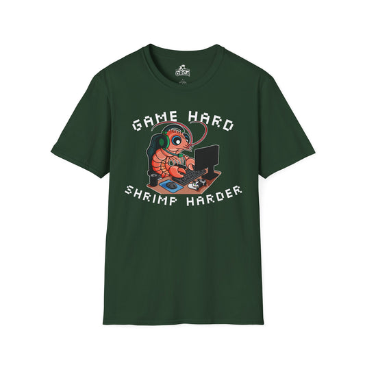 Game Hard Shrimp Harder | Gamer Shrimp | Unisex Softstyle T-Shirt