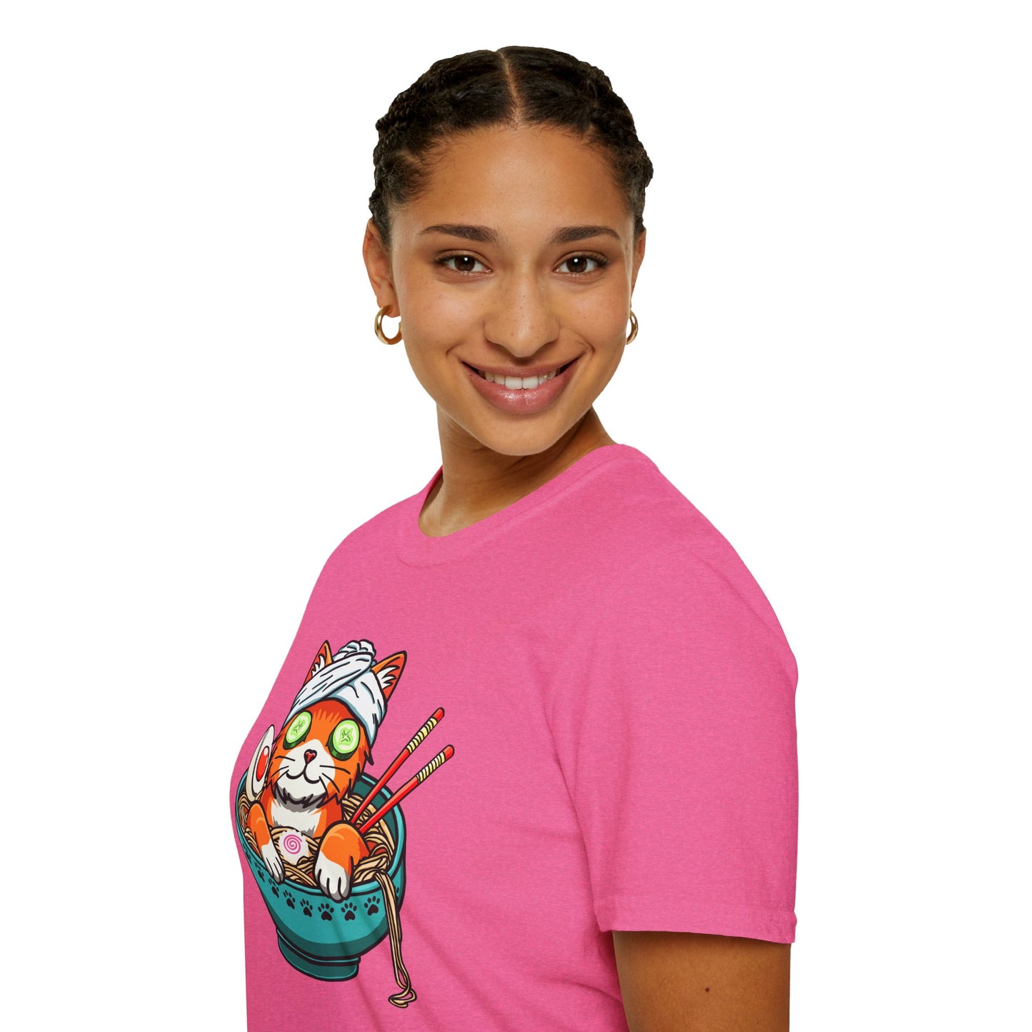 "Ramen Spa Cat" β Relaxing Noodle Bowl Kitty Graphic T-Shirt | Unisex Softstyle