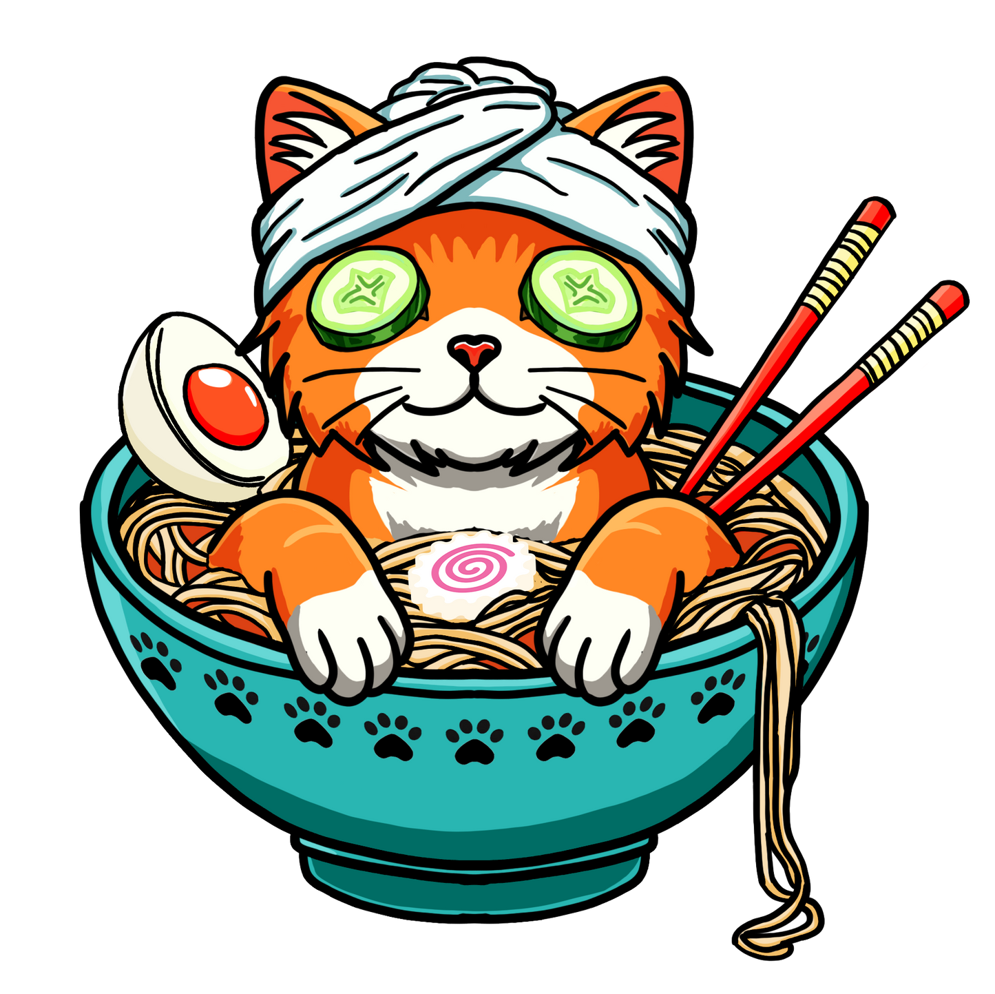 "Ramen Spa Cat" β Relaxing Noodle Bowl Kitty Graphic T-Shirt | Unisex Softstyle