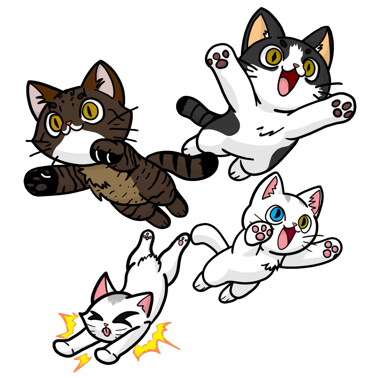 Cat Attack Squadron! | Four Fantastic Flying Felines | Unisex Softstyle T-Shirt