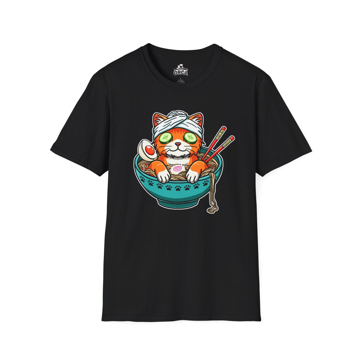 "Ramen Spa Cat" β Relaxing Noodle Bowl Kitty Graphic T-Shirt | Unisex Softstyle