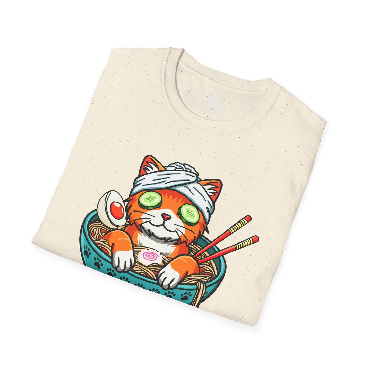 "Ramen Spa Cat" β Relaxing Noodle Bowl Kitty Graphic T-Shirt | Unisex Softstyle