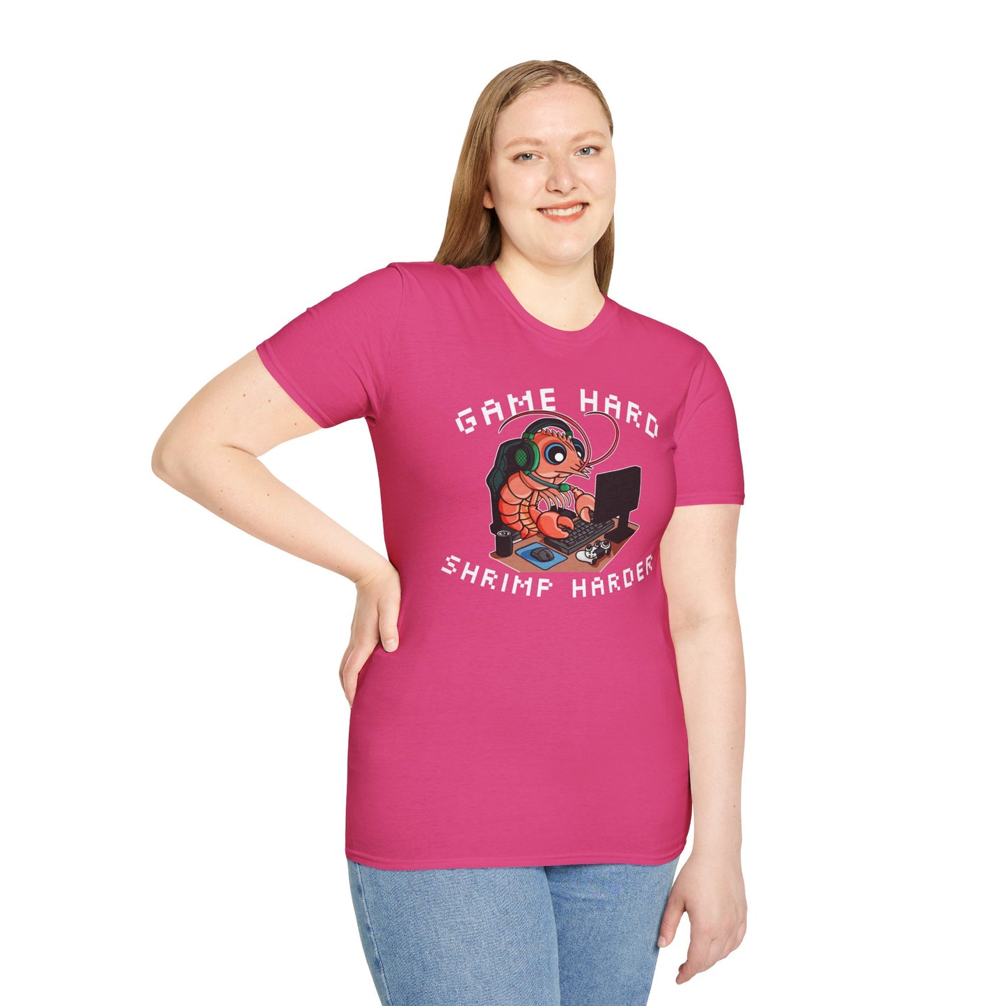 Game Hard Shrimp Harder | Gamer Shrimp | Unisex Softstyle T-Shirt