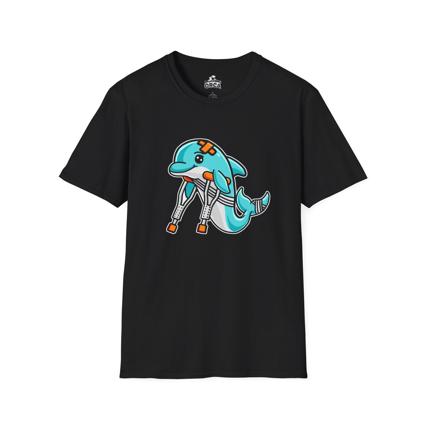 Injured but Adorable | The Crippled Dolphin | Funny Graphic T-Shirt | Unisex Softstyle T-Shirt