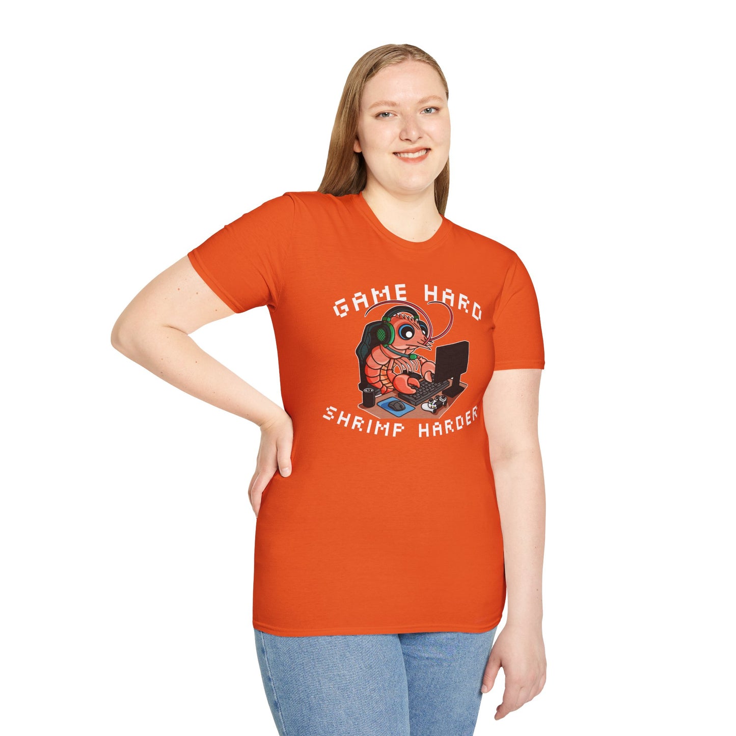 Game Hard Shrimp Harder | Gamer Shrimp | Unisex Softstyle T-Shirt