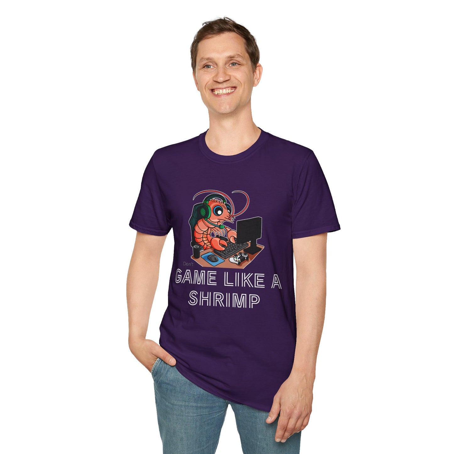 Straighten Up | Gamer Shrimp | Unisex Softstyle T-Shirt