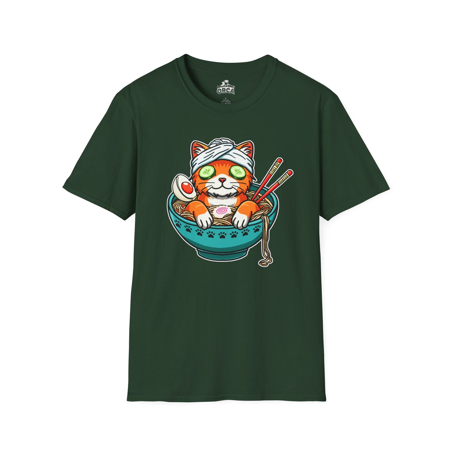"Ramen Spa Cat" β Relaxing Noodle Bowl Kitty Graphic T-Shirt | Unisex Softstyle