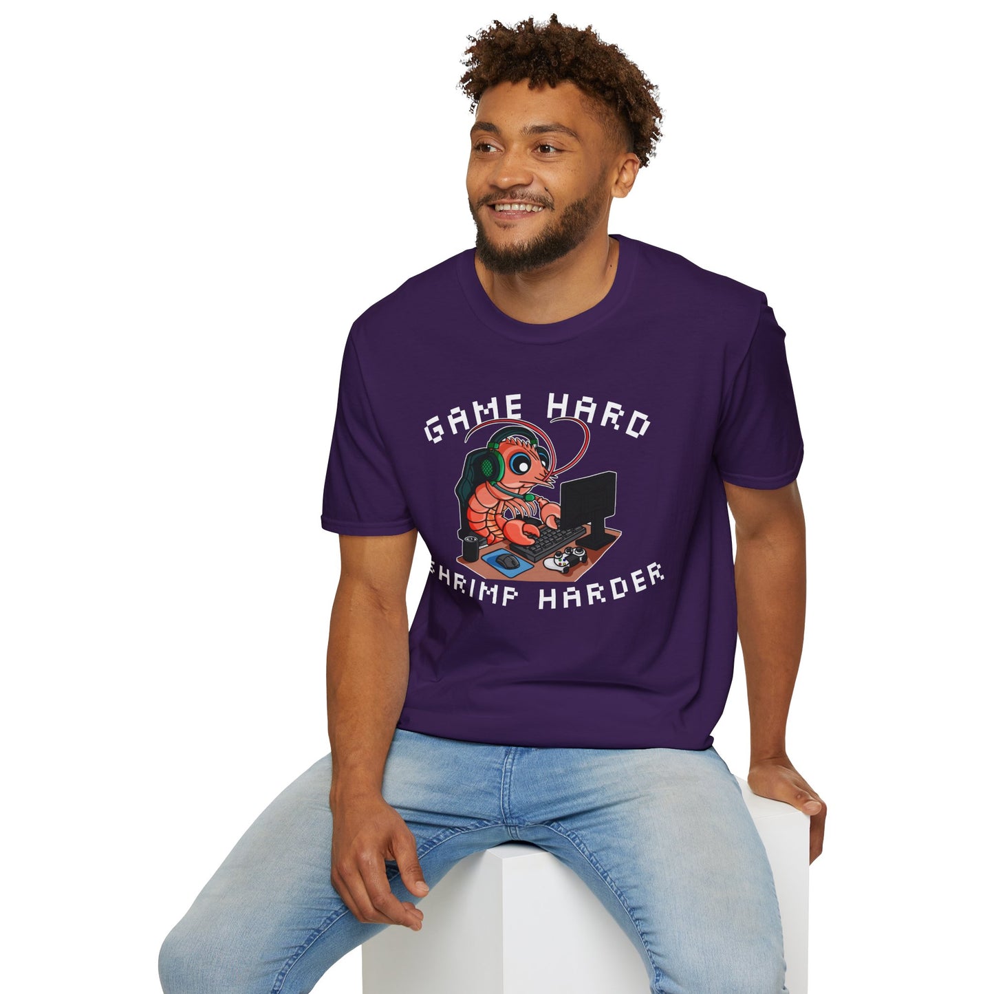 Game Hard Shrimp Harder | Gamer Shrimp | Unisex Softstyle T-Shirt