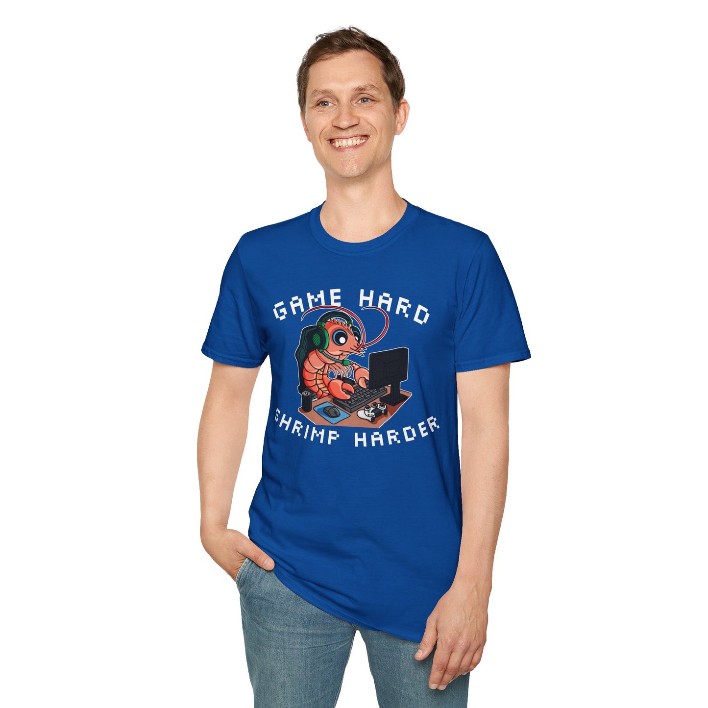 Game Hard Shrimp Harder | Gamer Shrimp | Unisex Softstyle T-Shirt