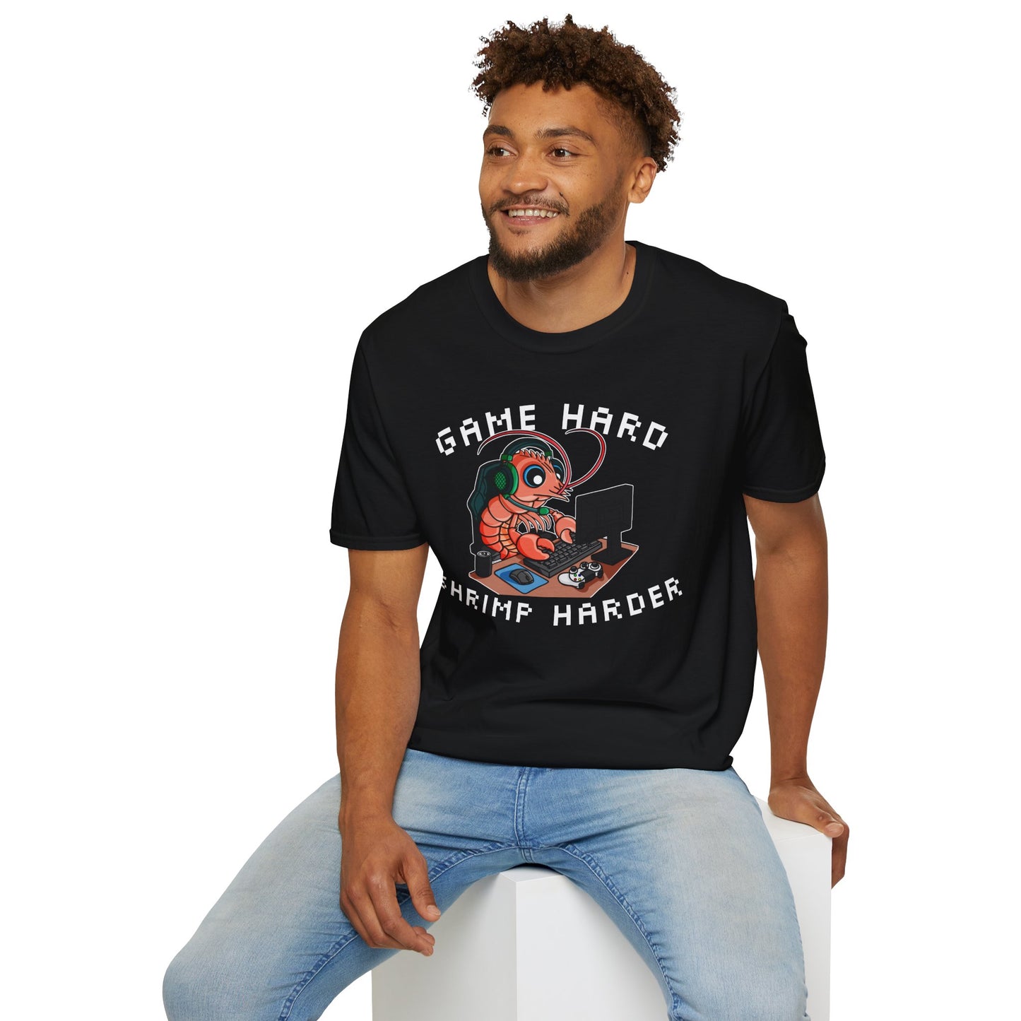 Game Hard Shrimp Harder | Gamer Shrimp | Unisex Softstyle T-Shirt