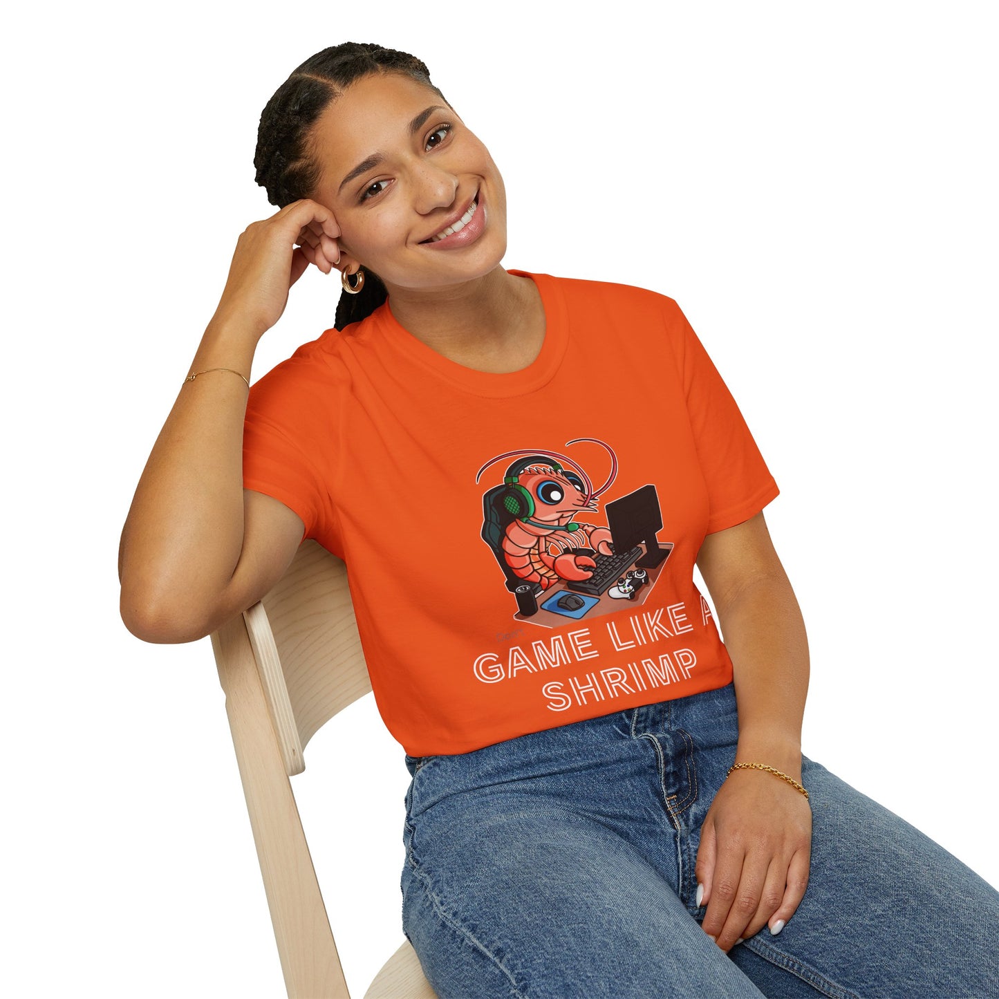 Straighten Up | Gamer Shrimp | Unisex Softstyle T-Shirt