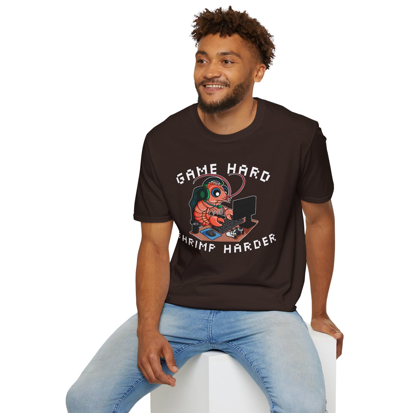 Game Hard Shrimp Harder | Gamer Shrimp | Unisex Softstyle T-Shirt