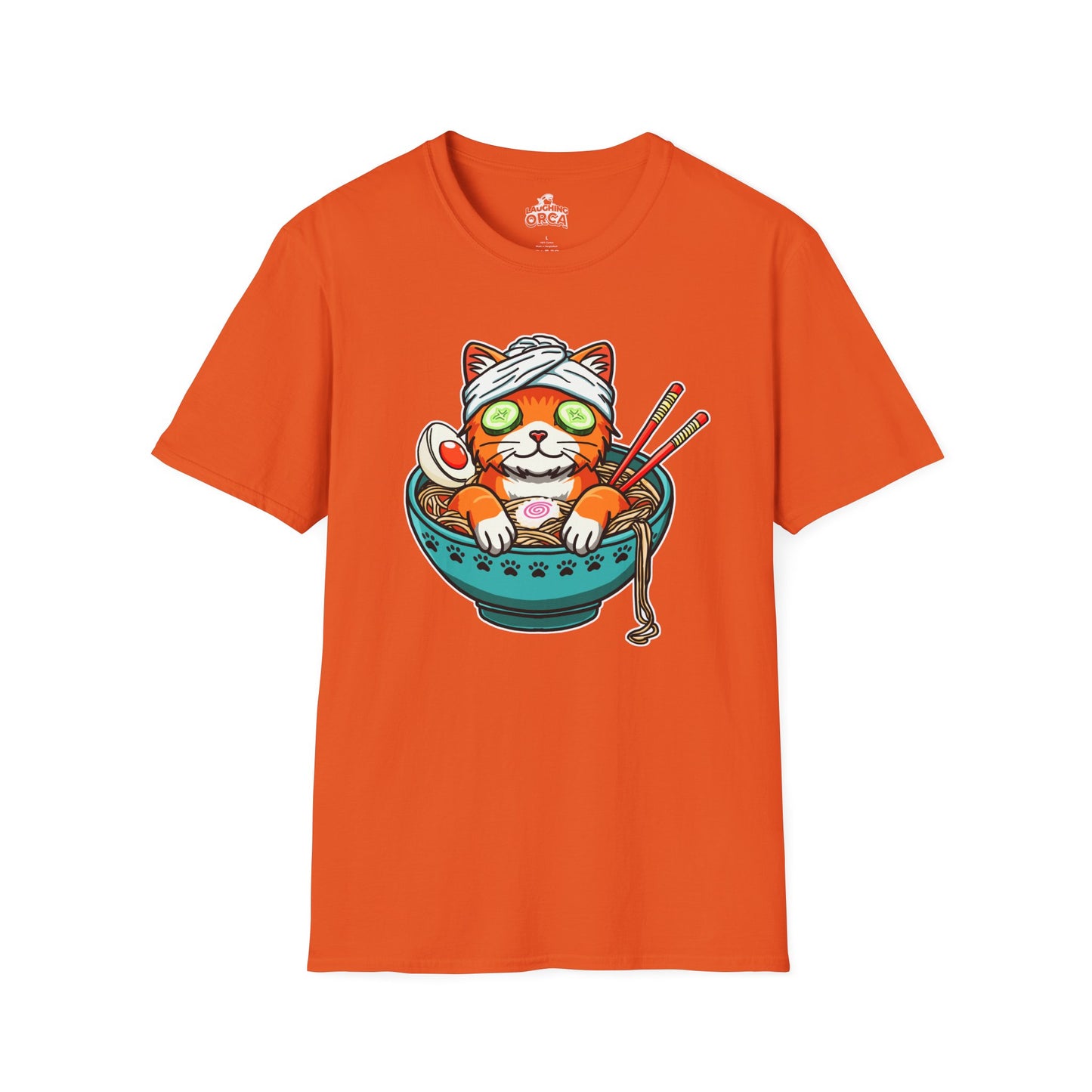 "Ramen Spa Cat" β Relaxing Noodle Bowl Kitty Graphic T-Shirt | Unisex Softstyle