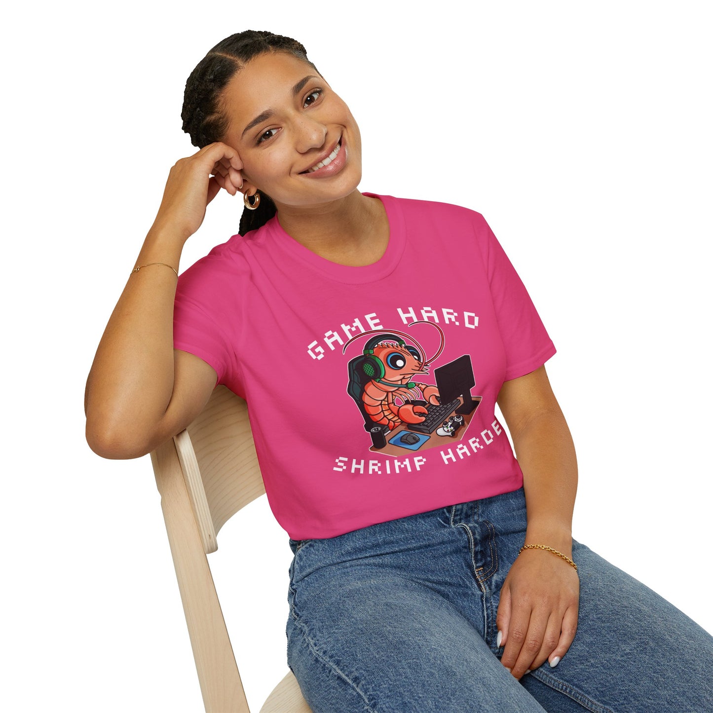 Game Hard Shrimp Harder | Gamer Shrimp | Unisex Softstyle T-Shirt
