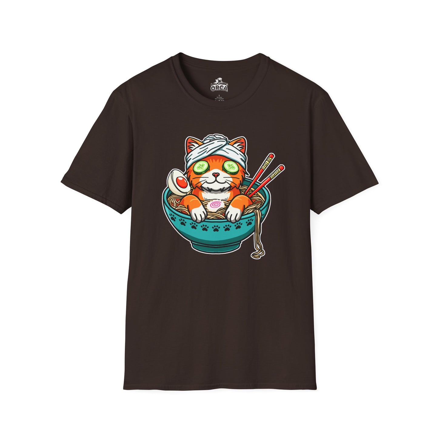 "Ramen Spa Cat" β Relaxing Noodle Bowl Kitty Graphic T-Shirt | Unisex Softstyle