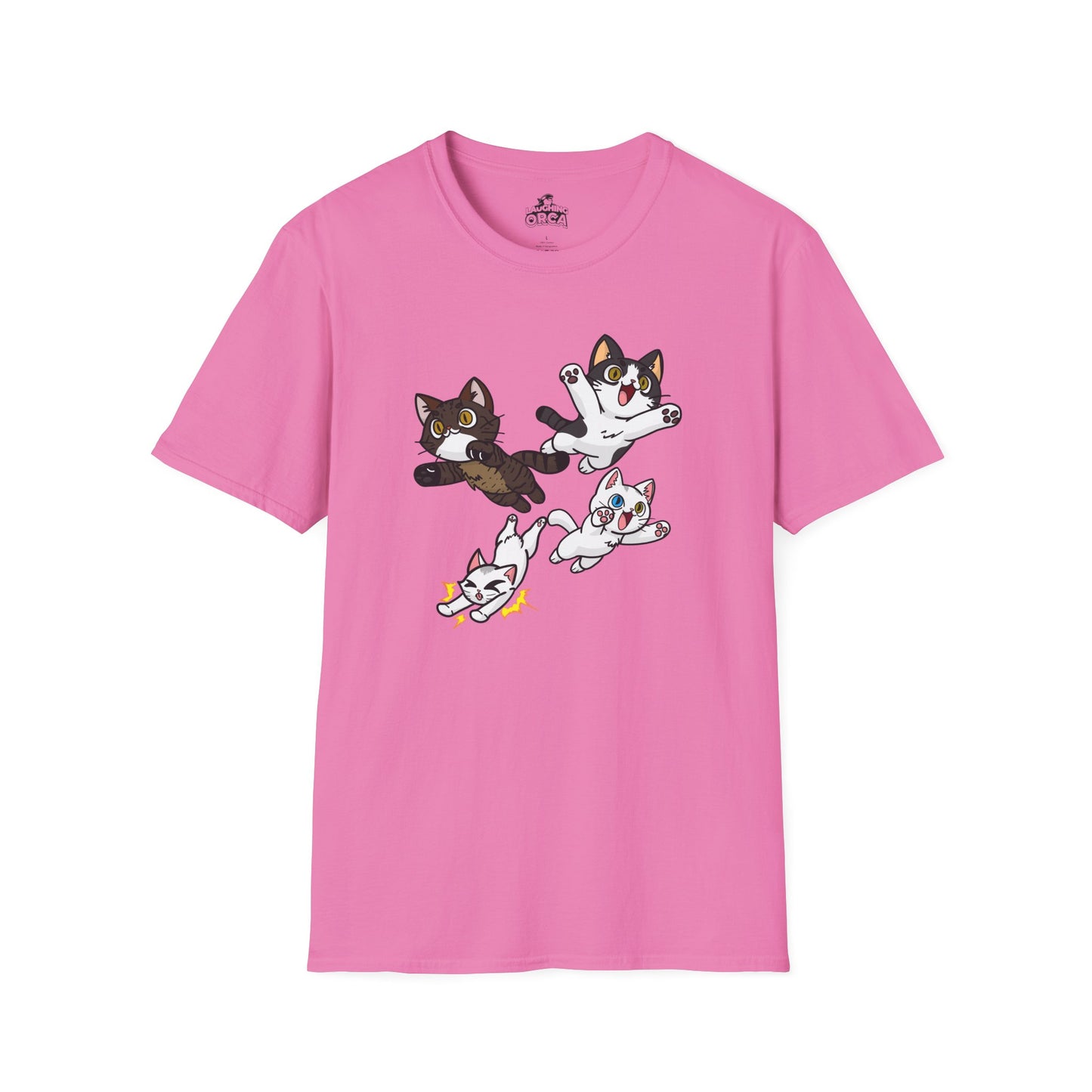 Cat Attack Squadron! | Four Fantastic Flying Felines | Unisex Softstyle T-Shirt