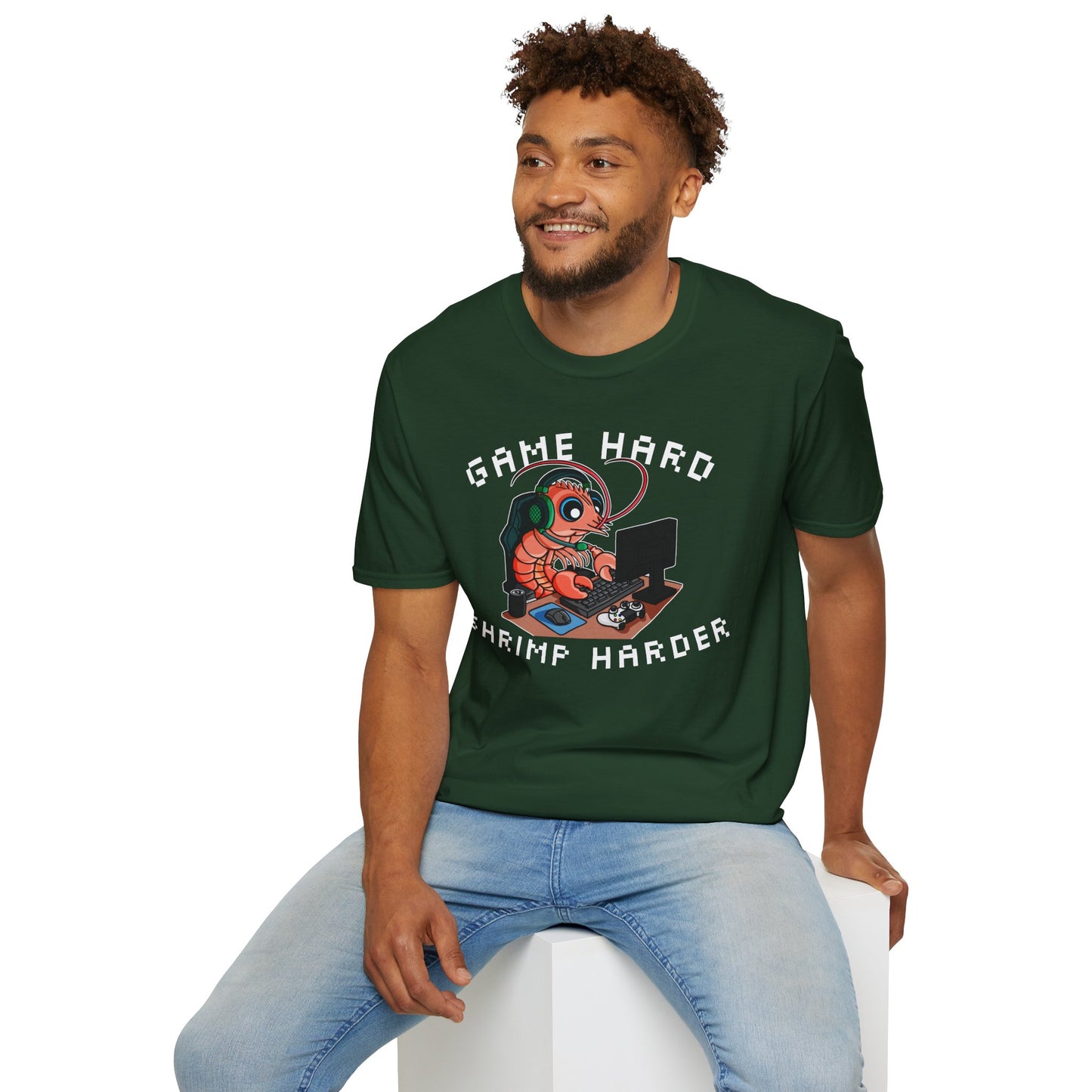 Game Hard Shrimp Harder | Gamer Shrimp | Unisex Softstyle T-Shirt