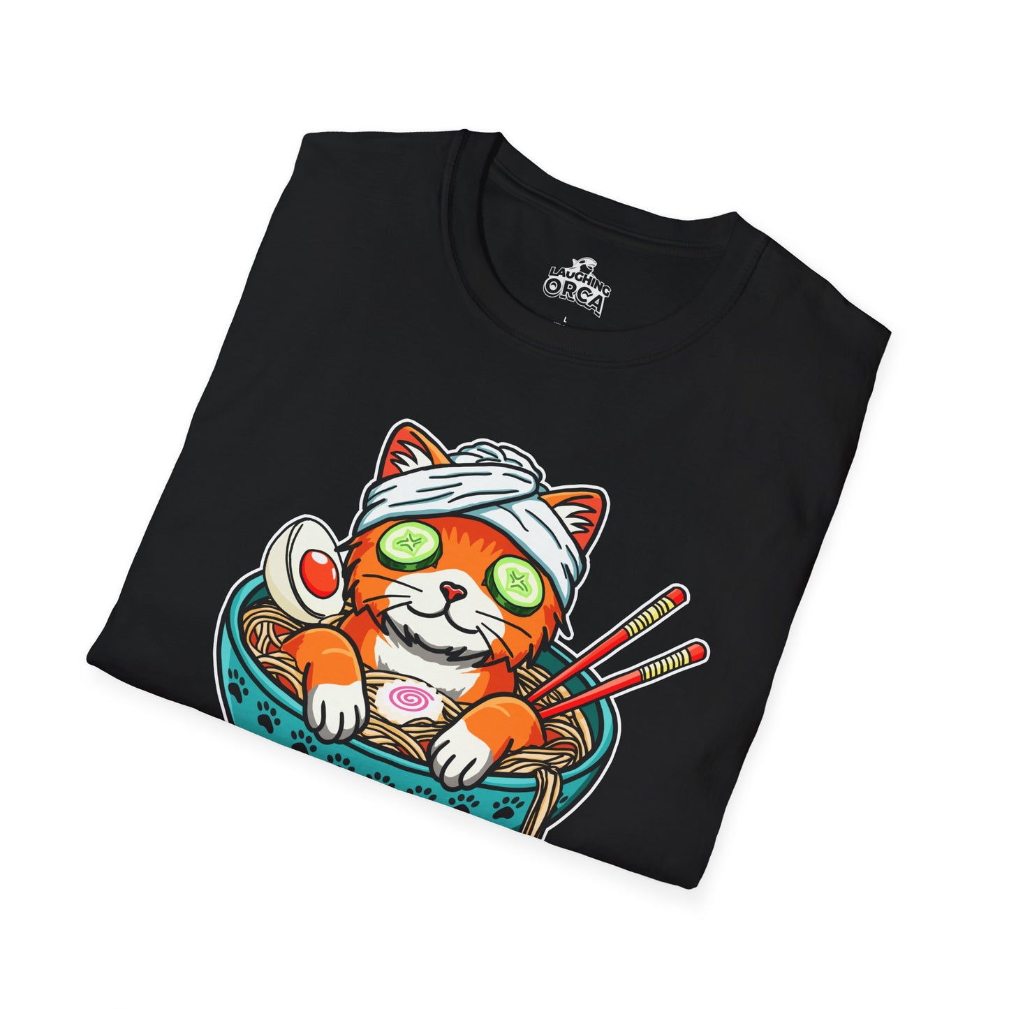 "Ramen Spa Cat" β Relaxing Noodle Bowl Kitty Graphic T-Shirt | Unisex Softstyle