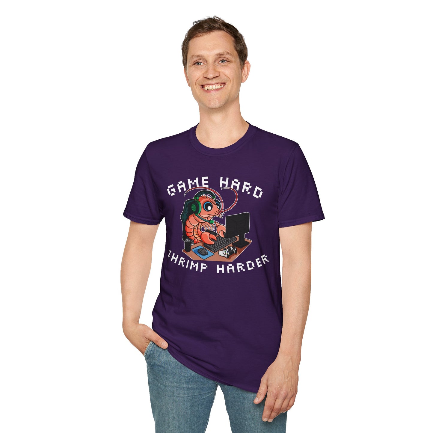 Game Hard Shrimp Harder | Gamer Shrimp | Unisex Softstyle T-Shirt