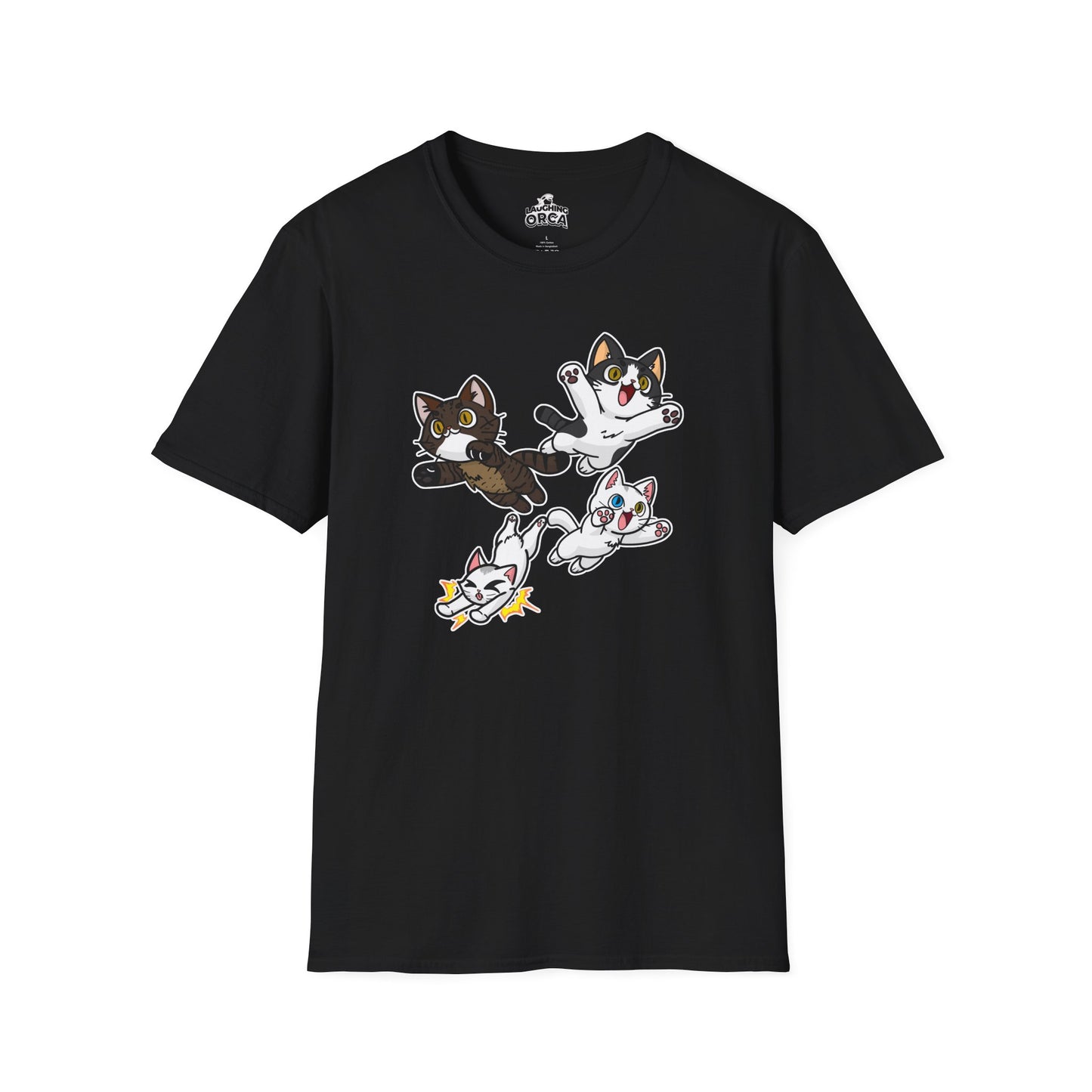 Cat Attack Squadron! | Four Fantastic Flying Felines | Unisex Softstyle T-Shirt