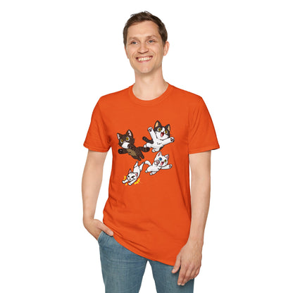 Cat Attack Squadron! | Four Fantastic Flying Felines | Unisex Softstyle T-Shirt