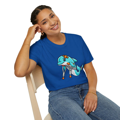 Injured but Adorable | The Crippled Dolphin | Funny Graphic T-Shirt | Unisex Softstyle T-Shirt