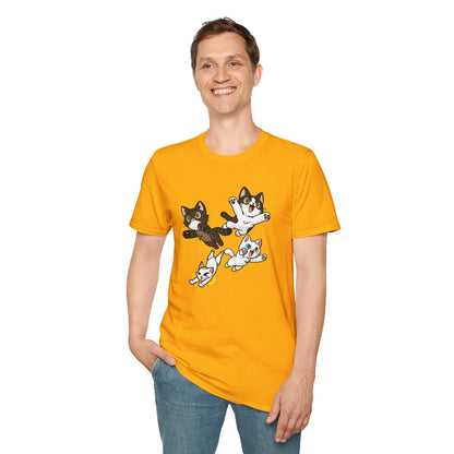 Cat Attack Squadron! | Four Fantastic Flying Felines | Unisex Softstyle T-Shirt