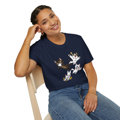 Cat Attack Squadron! | Four Fantastic Flying Felines | Unisex Softstyle T-Shirt