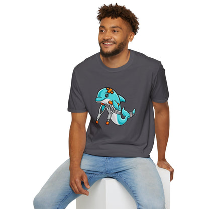 Injured but Adorable | The Crippled Dolphin | Funny Graphic T-Shirt | Unisex Softstyle T-Shirt