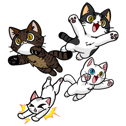 Cat Attack Squadron! | Four Fantastic Flying Felines | Unisex Softstyle T-Shirt