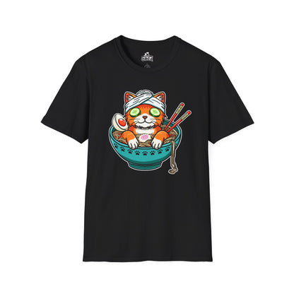 "Ramen Spa Cat" – Relaxing Noodle Bowl Kitty Graphic T-Shirt | Unisex Softstyle