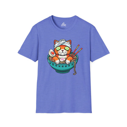 "Ramen Spa Cat" – Relaxing Noodle Bowl Kitty Graphic T-Shirt | Unisex Softstyle